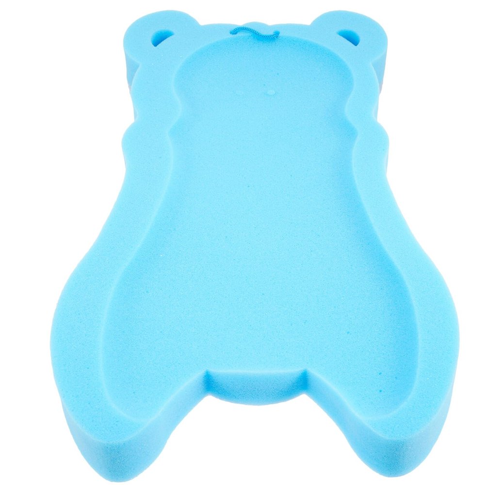 Abaodam Skin-Friendly Sponge Bath Mat, Non-Slip Bath Cushion for Newborns and Toddlers, Ergonomic Blue Bath Support