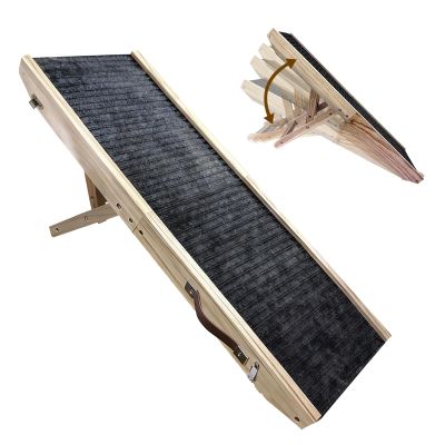 Foldable Wooden 4-Step Dog Stairs for Bed