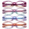 KOOSUFA Women's Round Blue-Light-Blocking Reading Glasses, Gradient Frames, Spring Hinges, 4-Color Set, +3.0 view 1