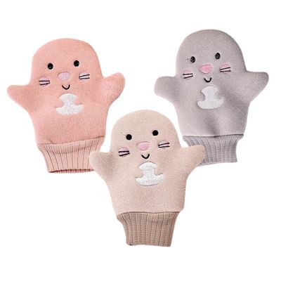 TOPPERFUN 3-Pack Reusable Exfoliating Bath Gloves with Cartoon Designs, Random Color
