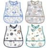 4-Piece Waterproof Baby Bib Set with Cartoon Prints and Pocket view 1