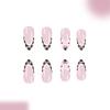 MouyouGlow Short Almond Press-On Nails, Leopard French 3D Bow Design, Pink Y2K view 4