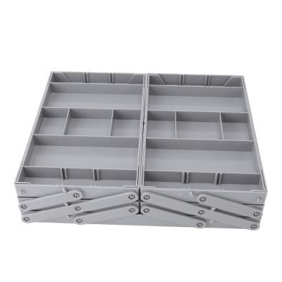 RIZGHWOY Foldable, Expandable Makeup Organizer Tray with Double Drawers, 3-Tier