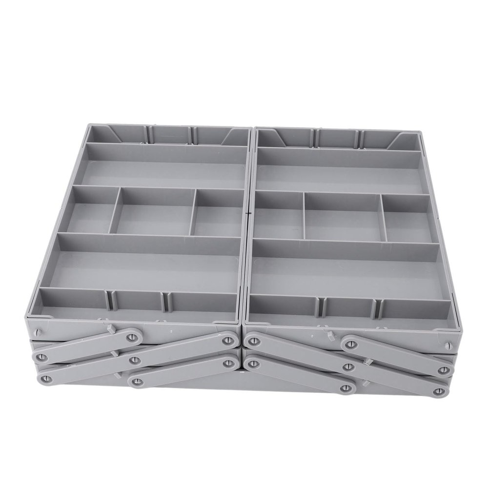RIZGHWOY Foldable, Expandable Makeup Organizer Tray with Double Drawers, 3-Tier