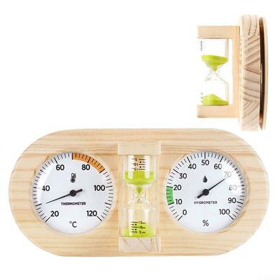 3-in-1 Sauna Thermometer, Hygrometer & 15-Minute Sand Timer, Green
