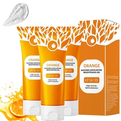Orange Enzyme Exfoliating Gel, Facial & Body Cleanser, 3-Piece Set