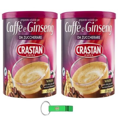 Crastan Ginseng & Instant Coffee, Unsweetened Instant Drink, 2 x 200 g (25 Cups) + Free Beni Culinari Keychain