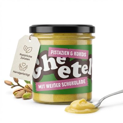 CG Gheetella Ghee Nut Protein Cream, 320 g – Handmade, Lactose-Free, Gluten-Free, No Added Sugar, Keto & Paleo (Pistachio & Coconut)