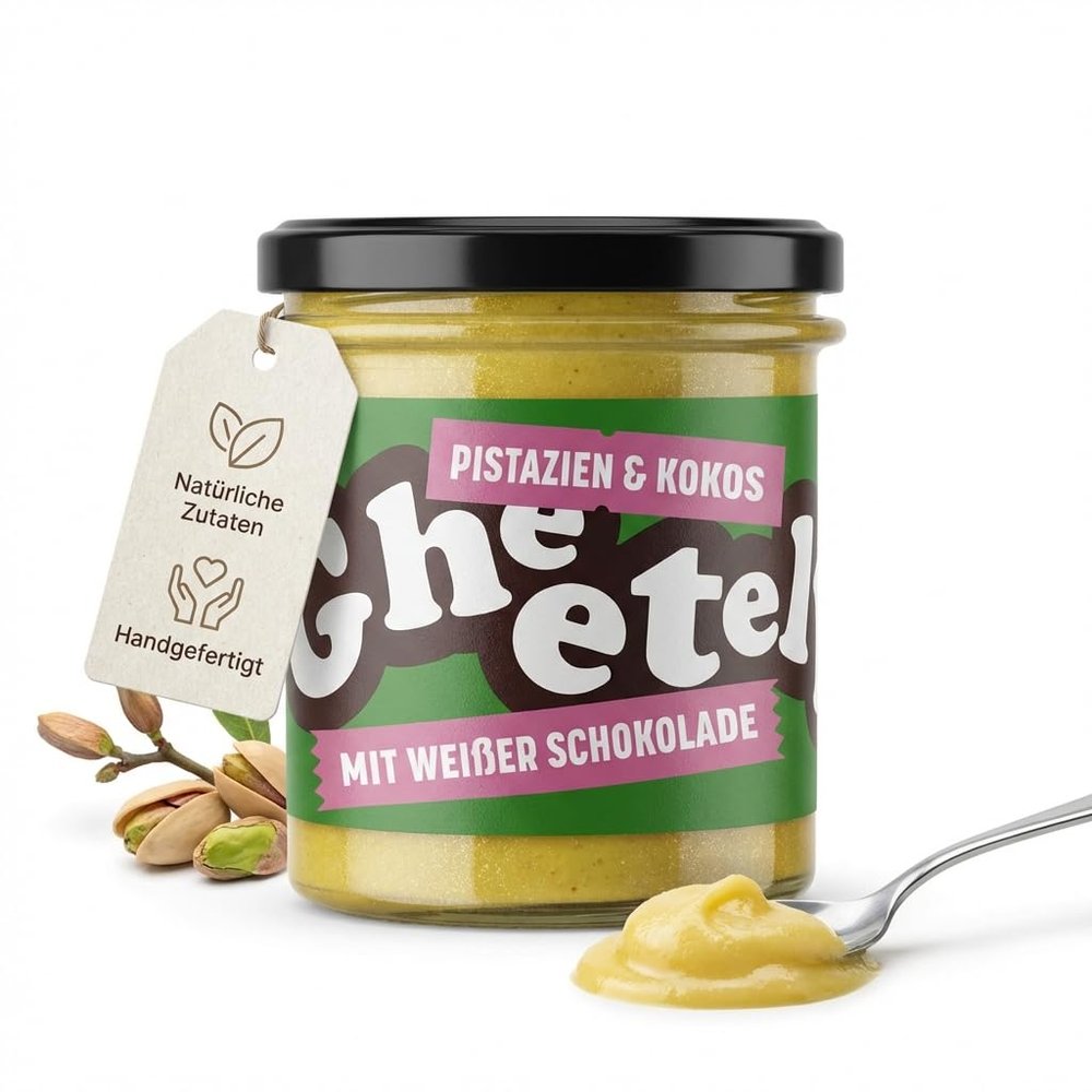 CG Gheetella Ghee Nut Protein Cream, 320 g – Handmade, Lactose-Free, Gluten-Free, No Added Sugar, Keto & Paleo (Pistachio & Coconut)