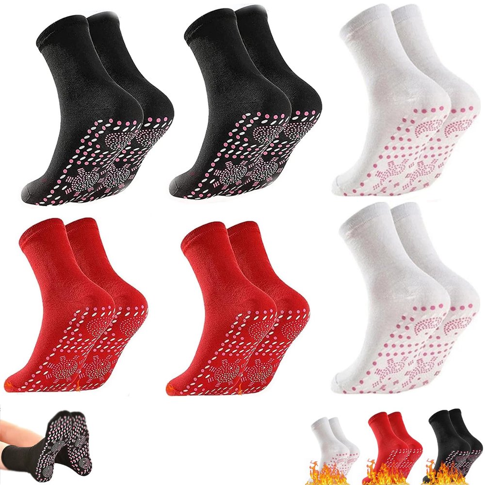 Vitalkompass Self-Heating Tourmaline Compression Massage Socks, Unisex, 6 Pairs
