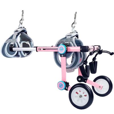 GDHKDDFL Foldable Dog Wheelchair, Adjustable Pet Mobility Aid, Pink XXXS