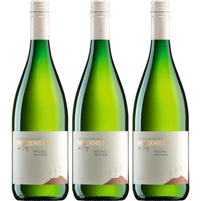 Winzergenossenschaft Herxheim am Berg Riesling QbA 1 L Dry White Wine, Germany, incl. FeinWert E-Book (3 x 1 L)