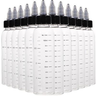 VILLFUL Transparent Dispensing Bottles, 12-Pack, PET/PP Squeeze Bottles with Scale, 120 ml, for Hair Care Liquids and Hair Dye