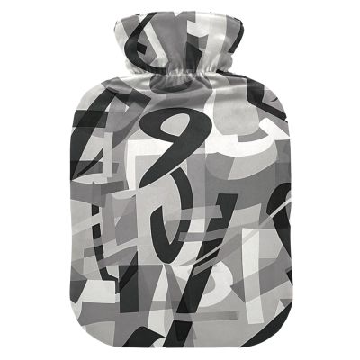 Geometric Number Hot Water Bottle with Soft Cover