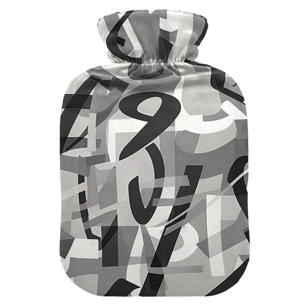 Geometric Number Hot Water Bottle with Soft Cover