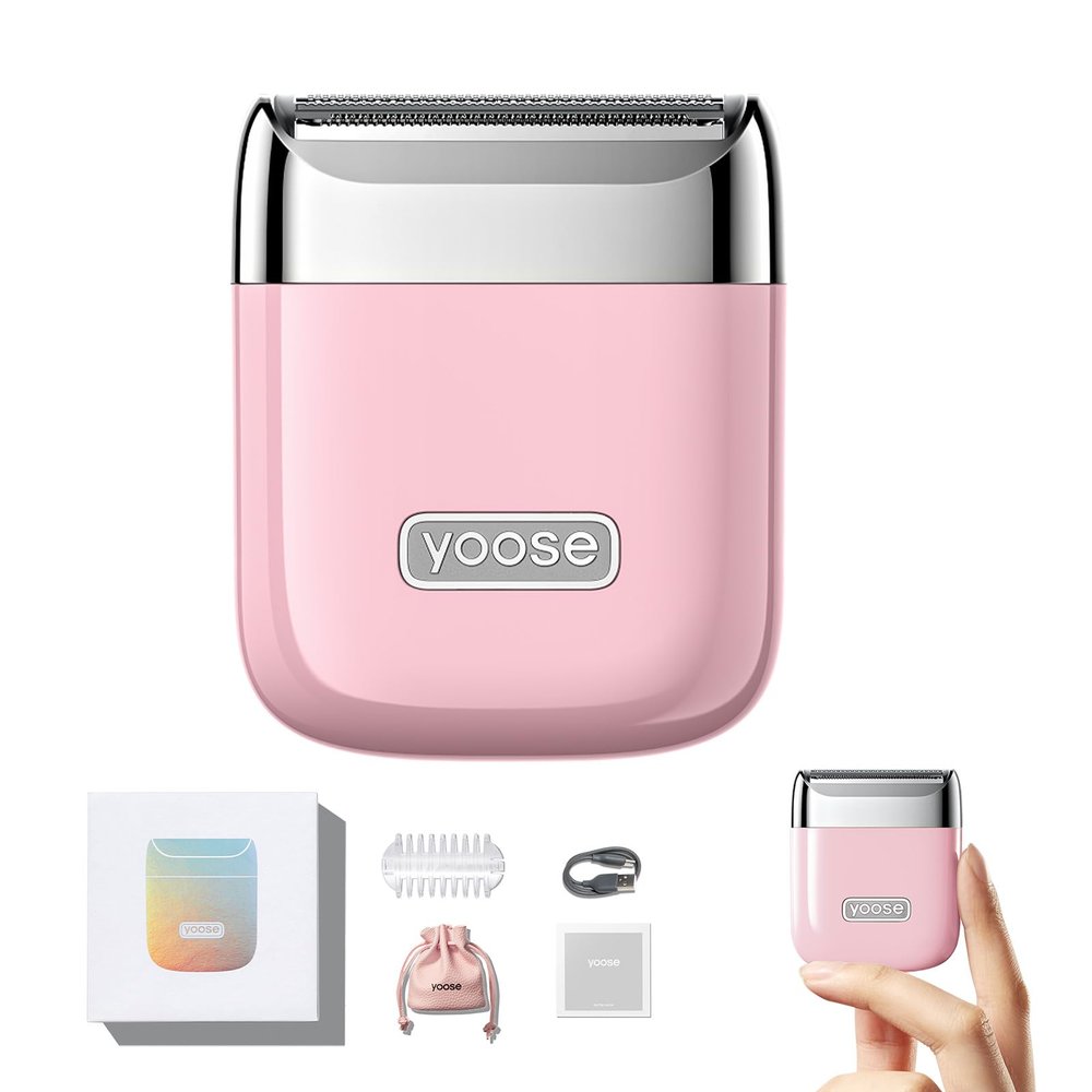 Yoose Mini Women's Electric Shaver for Intimate Areas, Wet & Dry Trimmer, IPX7 Waterproof, USB-C Rechargeable, Pink