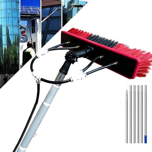 Telescopic Glass Cleaning Brush with Rotating Head for Solar Panels and Outdoor Areas