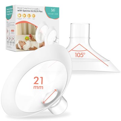 2-Pack 21 mm Breast Shields for Medela Pumps, Soft Material, 105° Wide-Angle SoftFlex Rim