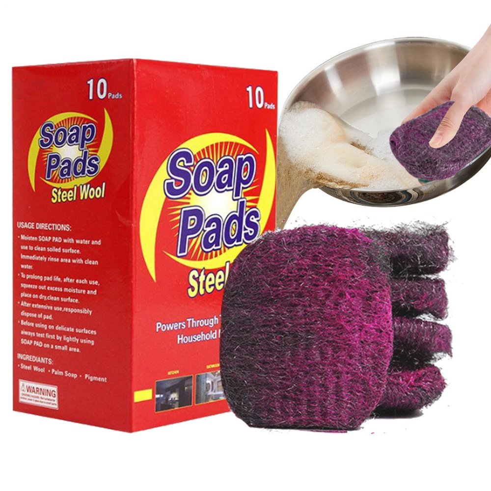 Multifunctional Kitchen Steel Wool Scrubbers, 10-Pack