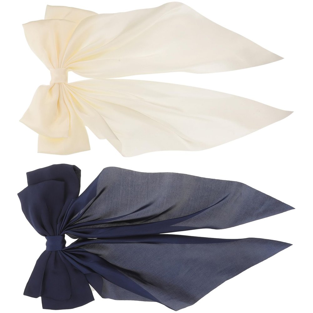 2 Large Hair Clips with Bows, Silk Ribbon, Iron, Christmas Party