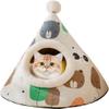 BANTASE Indoor Cat House with Removable Mat, Foldable Cave Bed view 1