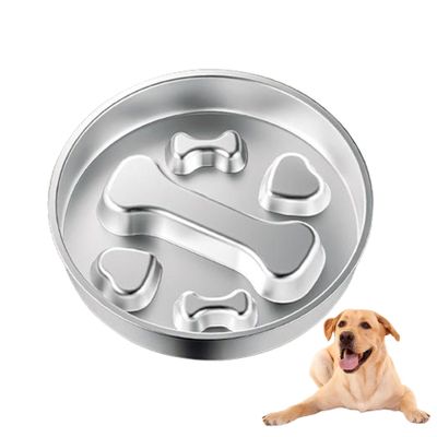 22 cm Stainless Steel Slow Feeder Dog Bowl, Non-Slip Labyrinth Bowl (Bone)
