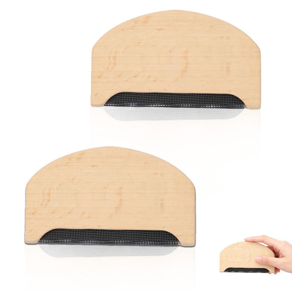 2-Piece Cashmere and Wool Comb Set, Beech Wood Lint and Pilling Remover
