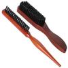 2-Piece Hair and Beard Brush Set with Boar Bristles and Wooden Handles view 1