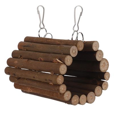 Milisten Wooden Tunnel for Parrots, Hanging Bird Toy with Tunnel Design, Natural Wood Chew and Climbing Toy for Birds and Small Pets