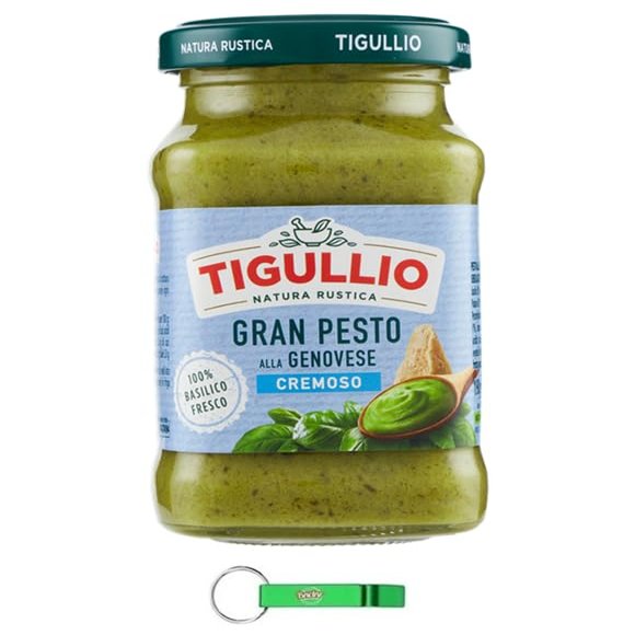 Star Tigullio GranPesto Creamy Genovese Pesto Sauce with 100% Fresh Basil, 12 x 190 g + Free Beni Culinari Keychain