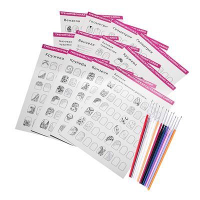 Nail Art Practice Set with Paper, Wood, and 1 Nail Art Tool