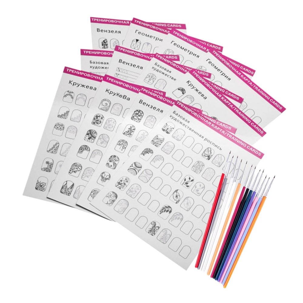 Nail Art Practice Set with Paper, Wood, and 1 Nail Art Tool