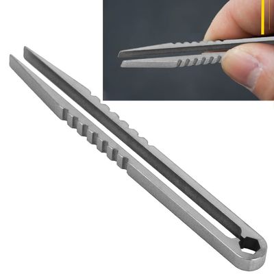 TOPINCN Mini Titanium Alloy Tweezers, Safe and Practical Outdoor Survival Tool for Camping (SILVER)