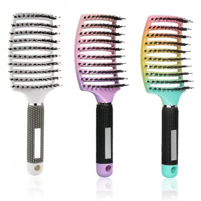 3-Pack Boar Bristle Detangling Hair Brushes for Women, Men & Children