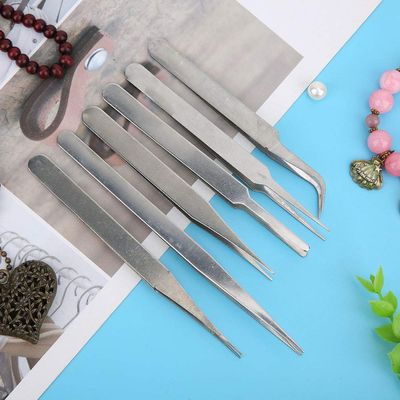 Yctze 6-Piece Anti-Static Stainless Steel Tweezers Set, ESD Tweezers for Electronics Repair, Fine, Curved, and Superfine Tips