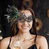 Wudaizhi Elegant Half-Face Lace and Feather Mask for Women view 4