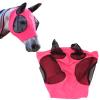 Cryfokt Horse Mesh Fly Mask with Ear Protection, Breathable Face Cover, Rose Red view 2