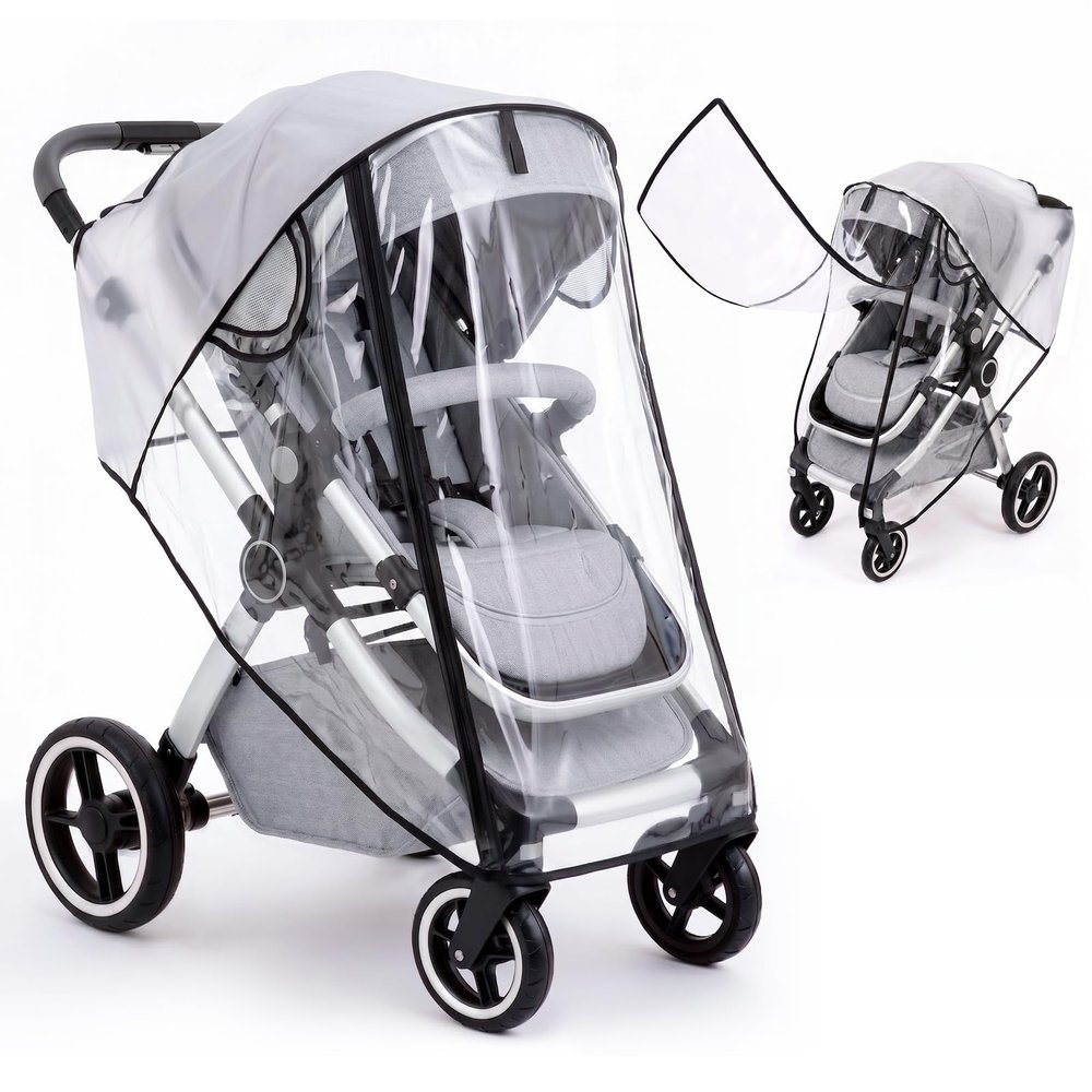 Orzbow Stroller Rain Cover with Roll-Up Front, Black