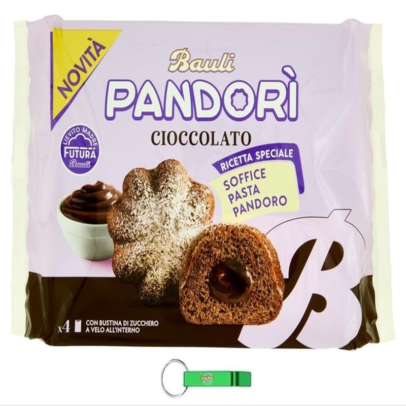 Bauli Pandoro Cioccolato, Chocolate-Filled Pandoro, Italian Pastry Specialty, 10 x 178 g + Free Beni Culinari Keychain