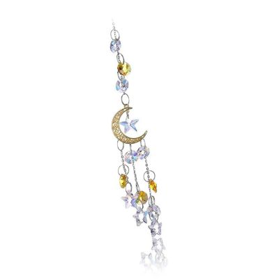 Fahoujs Handmade Moon and Star Crystal Hanging Sun Catcher