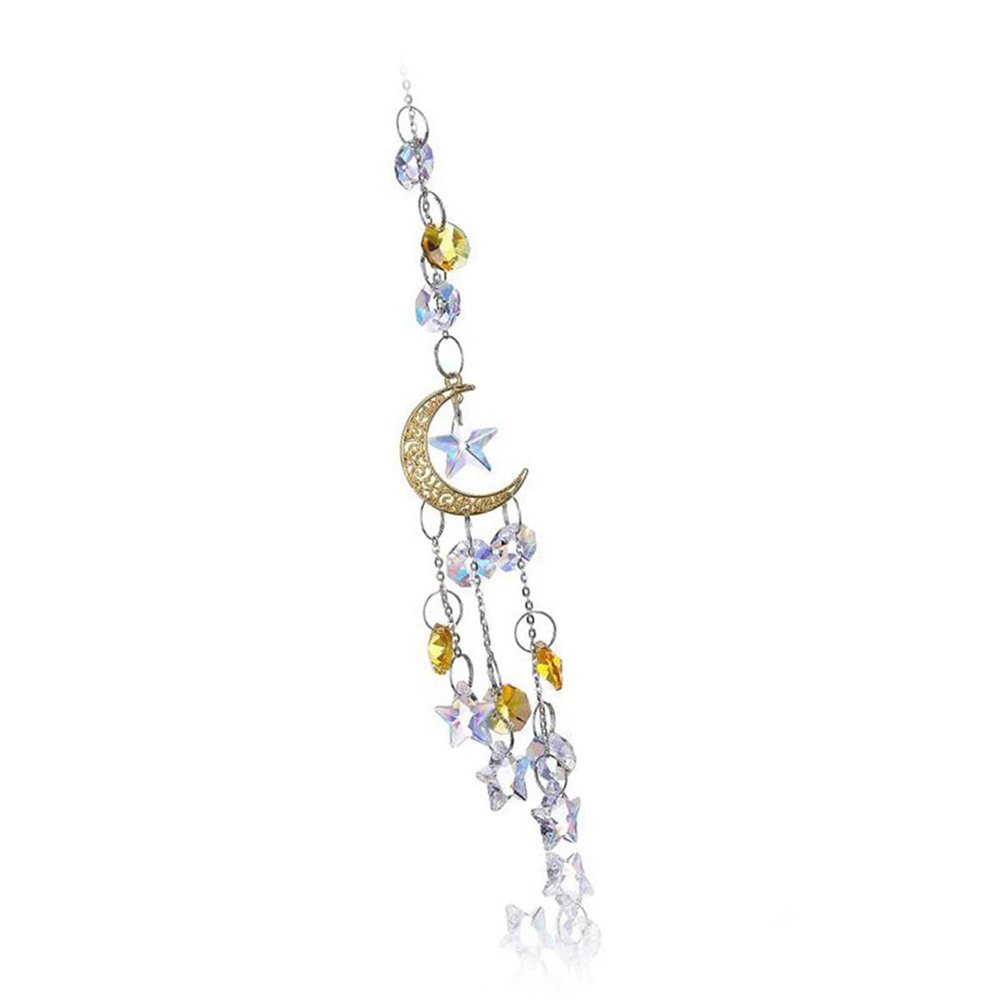Fahoujs Handmade Moon and Star Crystal Hanging Sun Catcher