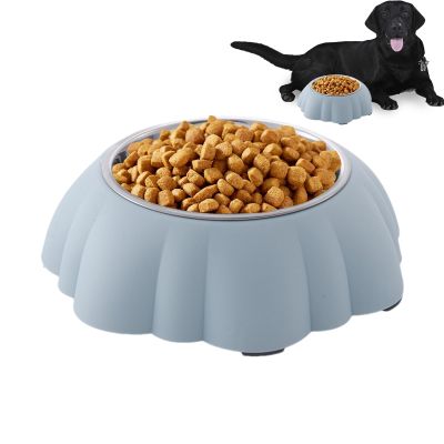 Pumpkin-Shaped Inclined Stainless Steel Pet Bowl