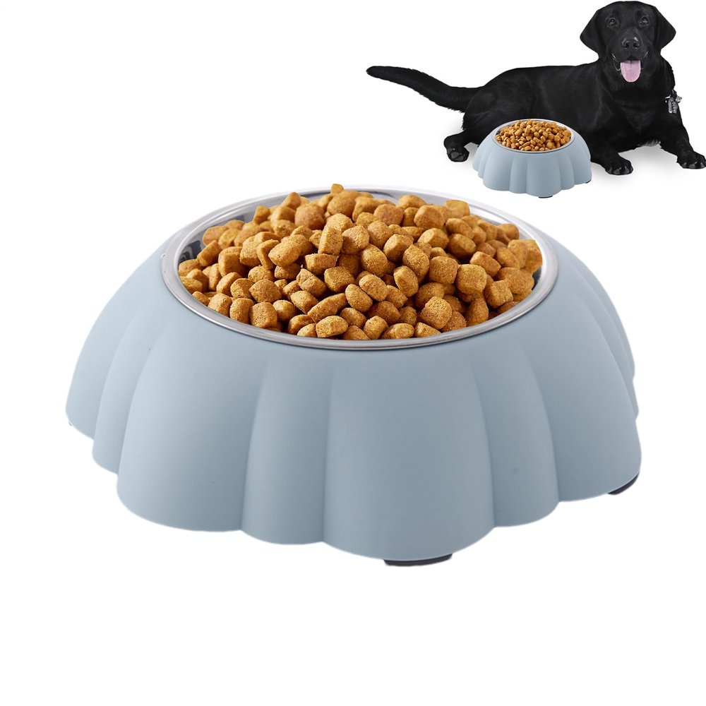 Pumpkin-Shaped Inclined Stainless Steel Pet Bowl