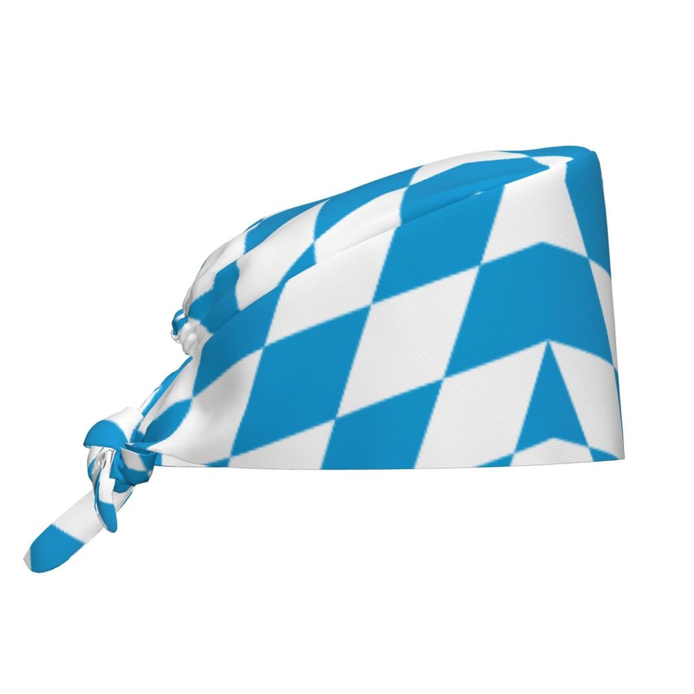 Bavarian Flag Scrub Cap, Adjustable Tie-Back Cap, Breathable, for Men and Women
