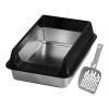 Stainless Steel Cat Litter Box with Scoop, Splash-Resistant, for Small and Medium Cats view 1
