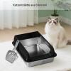 Stainless Steel Cat Litter Box with Scoop, Splash-Resistant, for Small and Medium Cats view 2