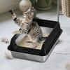 Stainless Steel Cat Litter Box with Scoop, Splash-Resistant, for Small and Medium Cats view 3