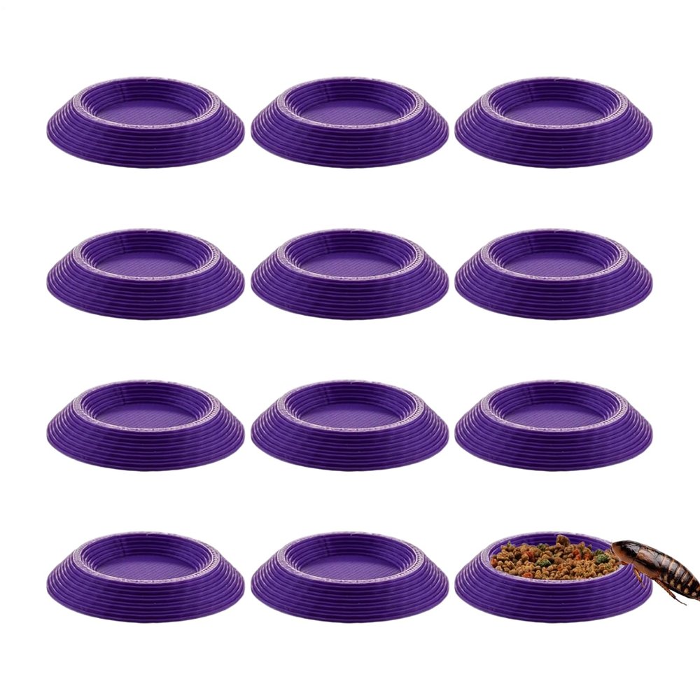 Generic Feeder for Dubia Roaches | 12 Non-Slip Feeding Bowls for Isopods and Small Pets