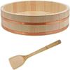 Wooden Sushi Rice Mixing Tub with Spoon for Authentic Japanese Cooking view 1