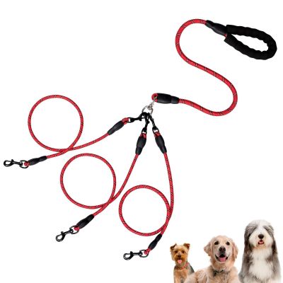 3-in-1 Dog Leash for 1, 2, or 3 Dogs, No-Tangle Swivel, Durable Nylon with Padded Handle